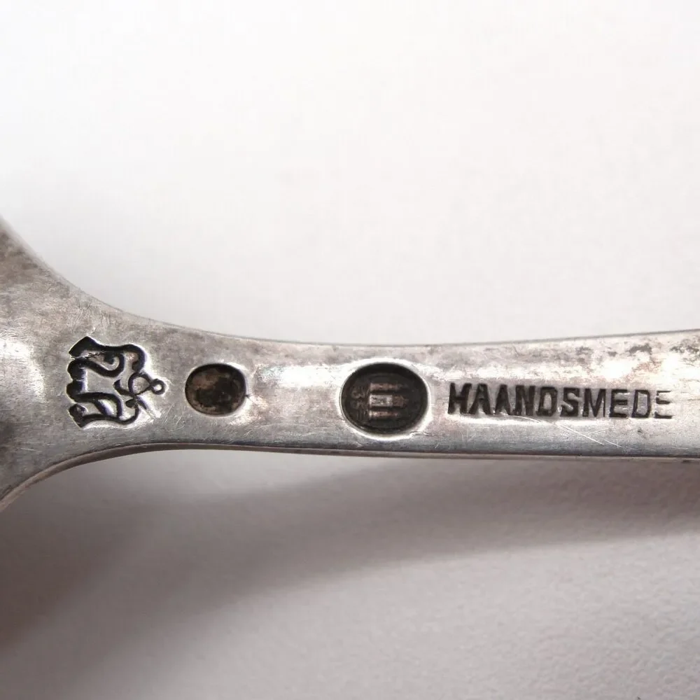 Hansen & Andersen Silver Serving Spoon Danish HAANDSMEDE 3 Towers Hallmark 4”